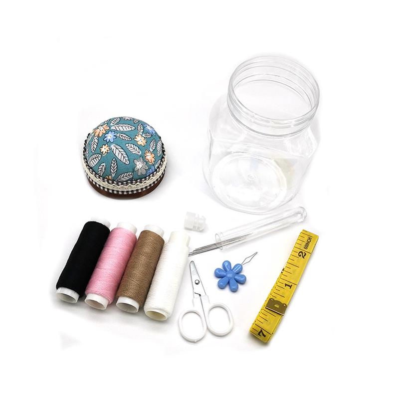 Portable Home Travel Sewing Kits Box Sewing Pattern Fabric Pincushion Needle Threader Threads Sewing Scissors Sewing Tools: 3