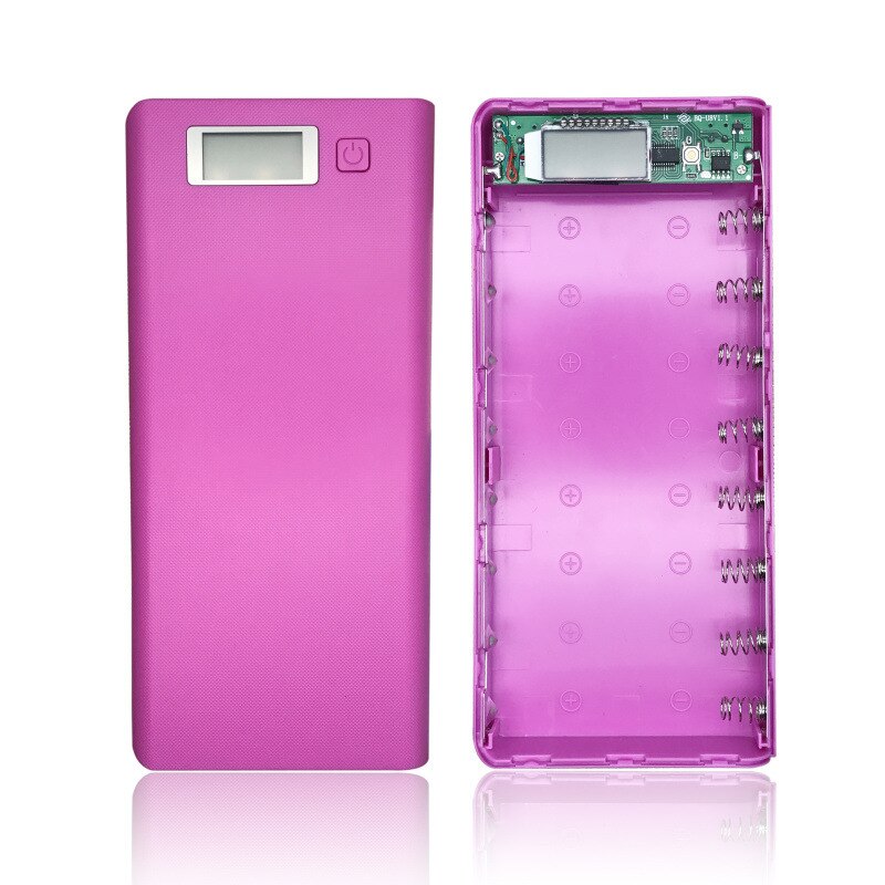 Power Bank Diy 18650 Box Case Diy 8X18650 Batterij Houder Draagbare Lcd-scherm Dual Usb-poort Powerbank Case batterij Box: Purple