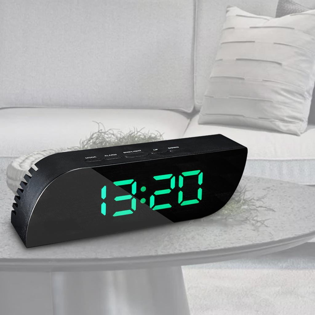 Simple Digital Alarm Clocks Mirror Desk Electronic Clock Snooze for Office