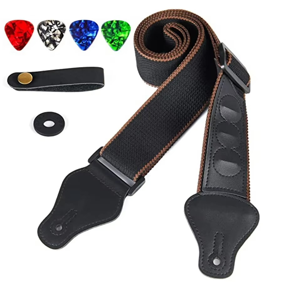 10 Uds. Correa de guitarra para bajo eléctrico y guitarras acústicas incluyen 5 púas de guitarra y 1 sujeción y 2 arandelas, para guitarristas: Borgoña