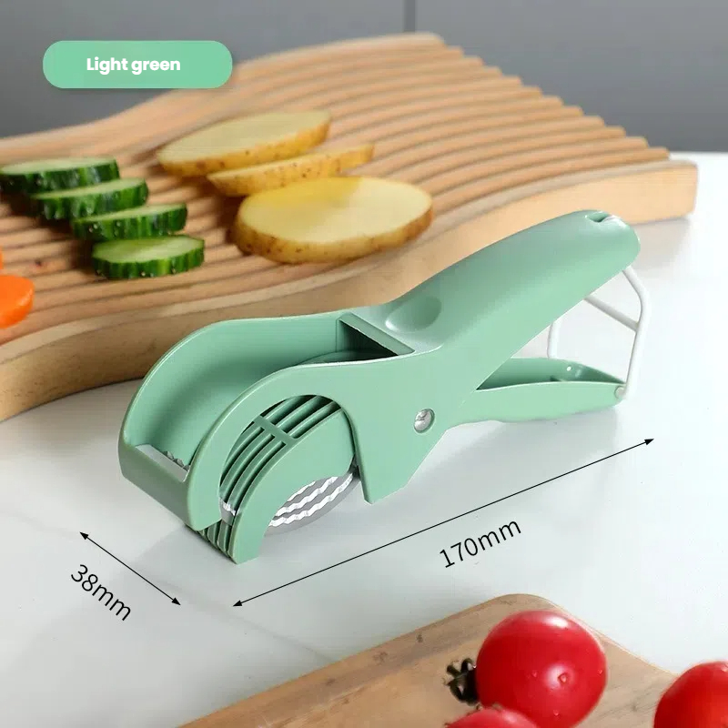 Hoofun keukengereedschap: roestvrijstalen groente- en fruitsnijder, multifunctionele saladesnijder, keukenaccessoires: Lichtgroen