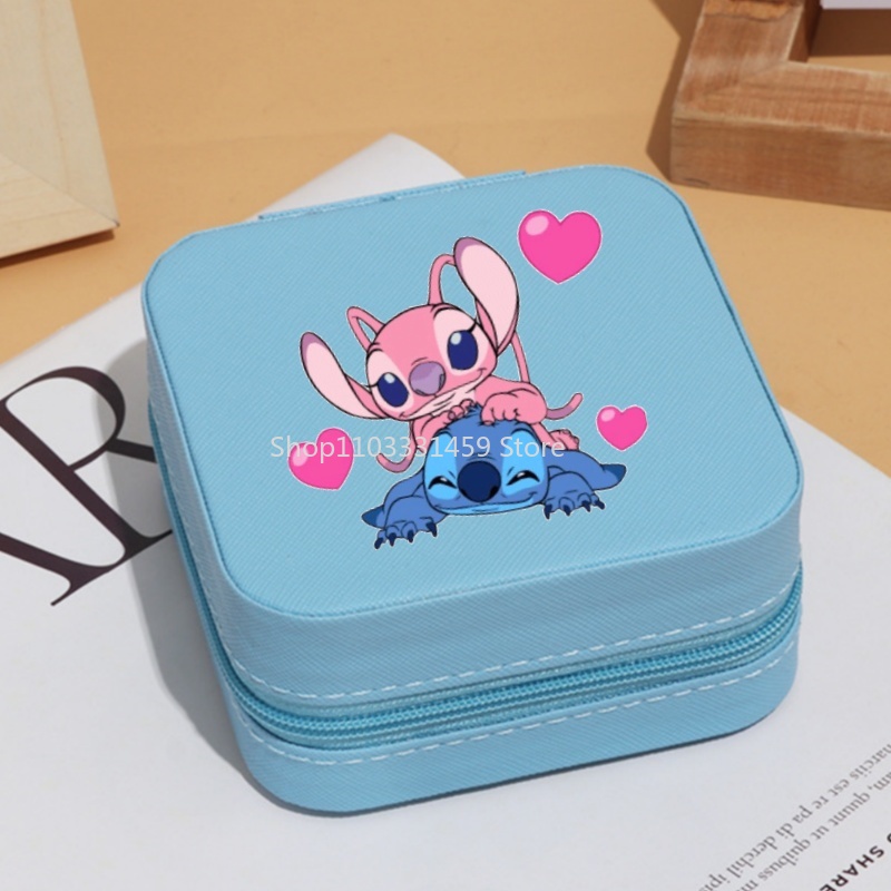 Stitch Draagbare Mini Sieraden Opbergdoos Reisorganisator Sieraden Case Sieraden Organizer Display Opslag Oorbellen Houder Case: Rood