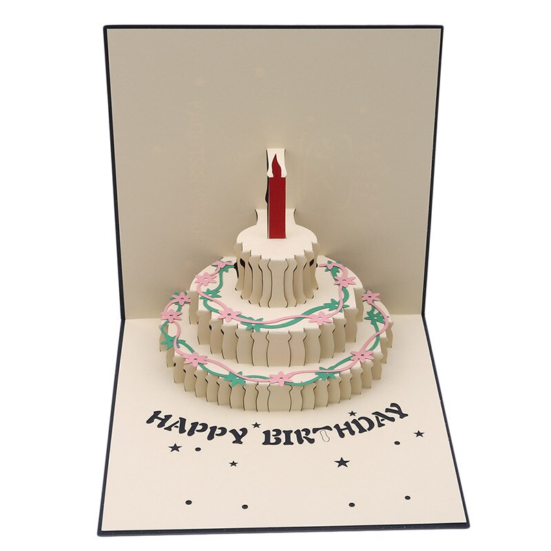 Birthday 3D Cake Card Theme Handmade Birthday Greetings Cards 3D Popup Cards Birthday Card: Blue Cover