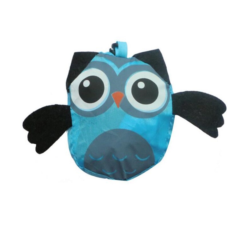 Simpatico sacchetto della spesa pieghevole a forma di gufo animale borsa riutilizzabile borsa a tracolla da viaggio portatile borse pieghevoli organizer per la casa: Blu