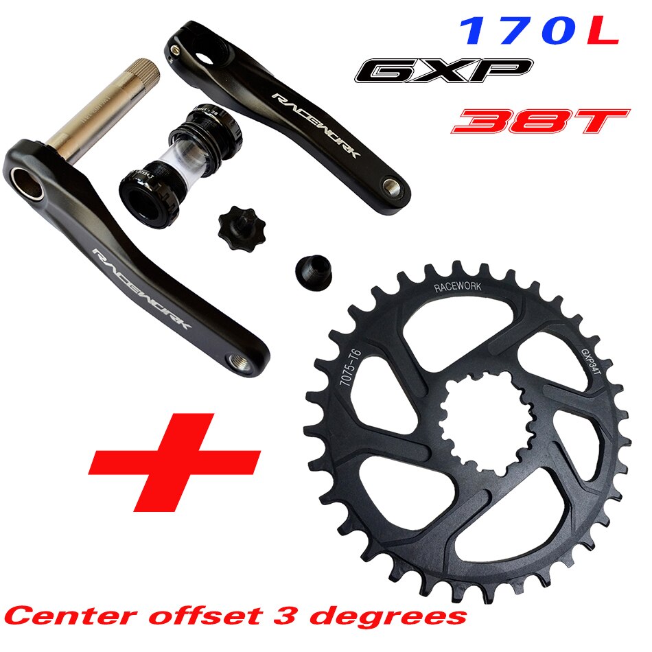 Racework Bicycle Crank MTB Bike GXP Curve Aluminium alloy with floor Curve 170/175 crank plate 30T 32 T 34 T 36 T 38 T: 170 GXP38T 3degrees