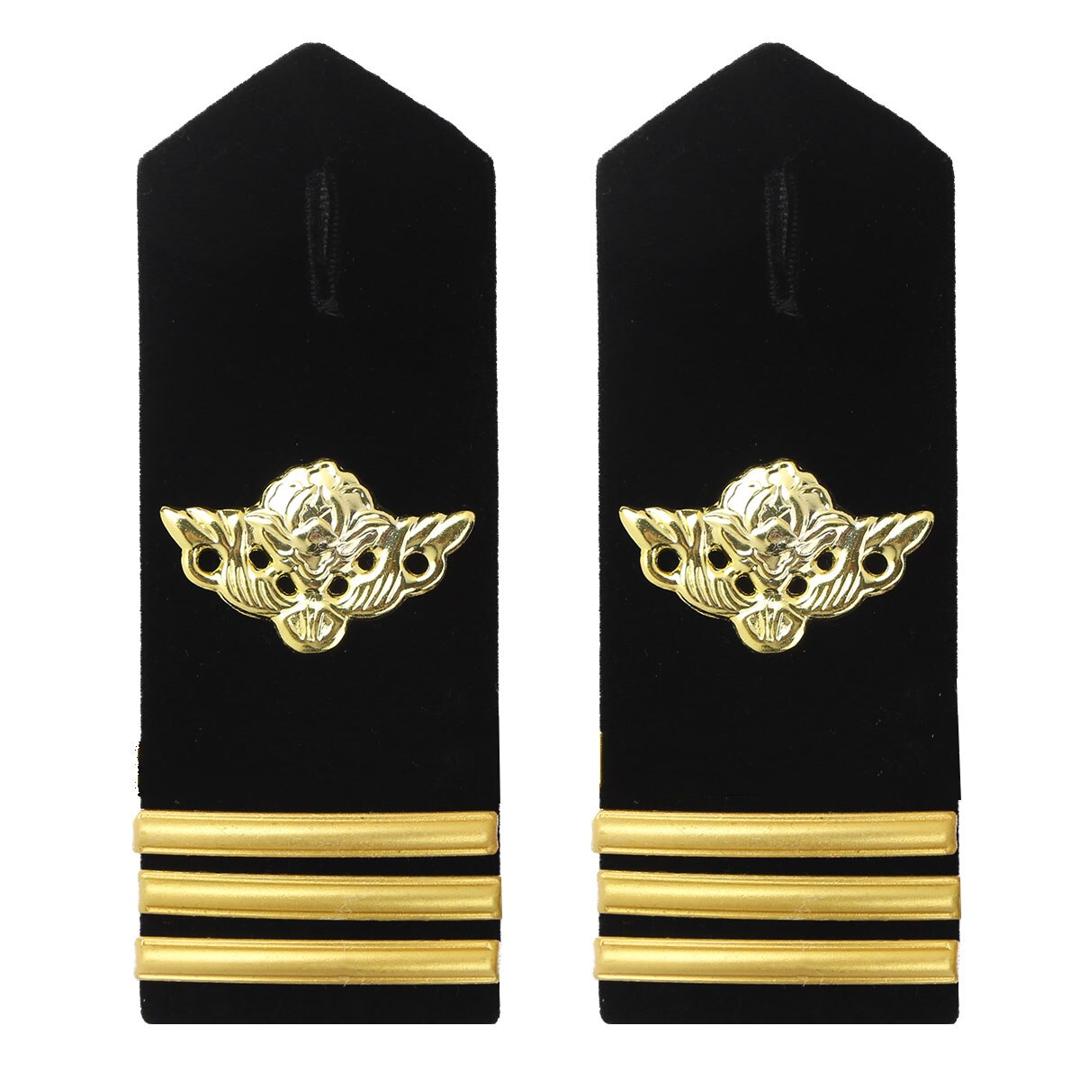 1 Paar Professionele Airlines Pilot Epaulet Gold Metal Bar/Ster/Tarwe Diy Epauletten Universele Sailor Kleding Schouder Board badge: Black Three