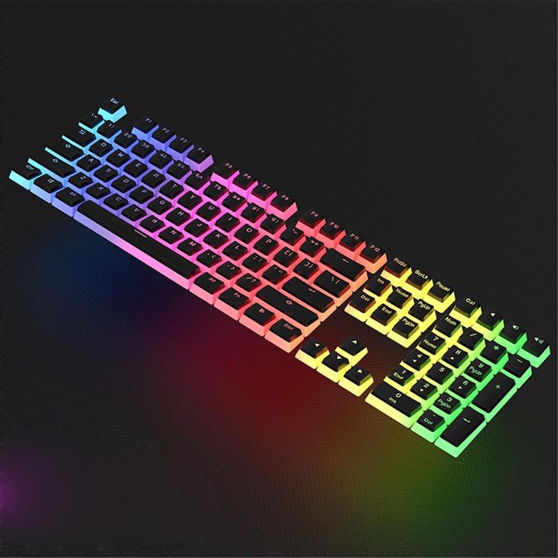 RGB Double Leather Milk Pudding Keycap With Keycap Translucent Pbt Frosted Personality Mechanical Keyboard Keycap