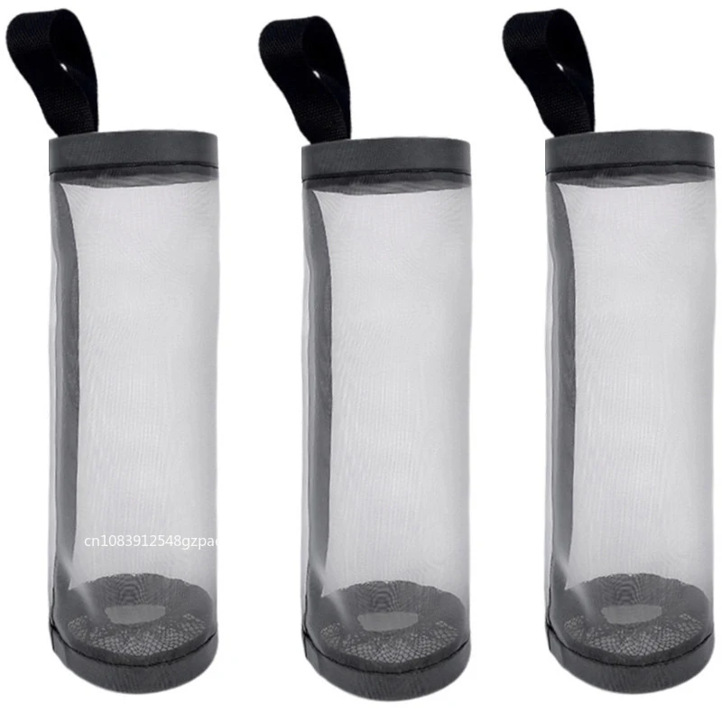 1-5PCS Garbage Bag Storage, Kitchen Wall-mounted Plastic Bags Household Storage Bags Pull-out Shopping Bags Net Bag Storage Bags: DARK GRAY