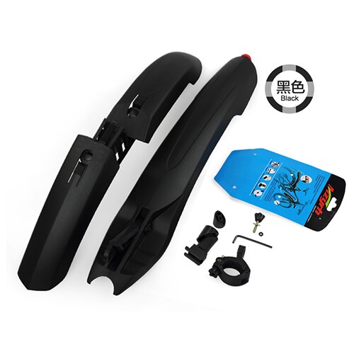 Staart Led-verlichting Mtb Fiets Spatbord Spatbord Mountainbike Voor Achter Spatbord Vleugel Plastic Fietsen Spatbord Onderdelen Accessoires: Black