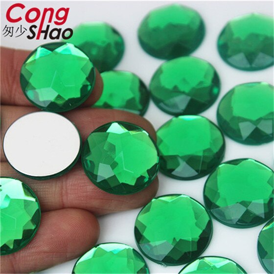 Cong Shao 20PCS 20mm Colorful Acrylic Rhinestone Round Flat Back Beads Crystal Stones DIY Costume Jewelry Crafts Scrapbook ZZ751: Deep Green
