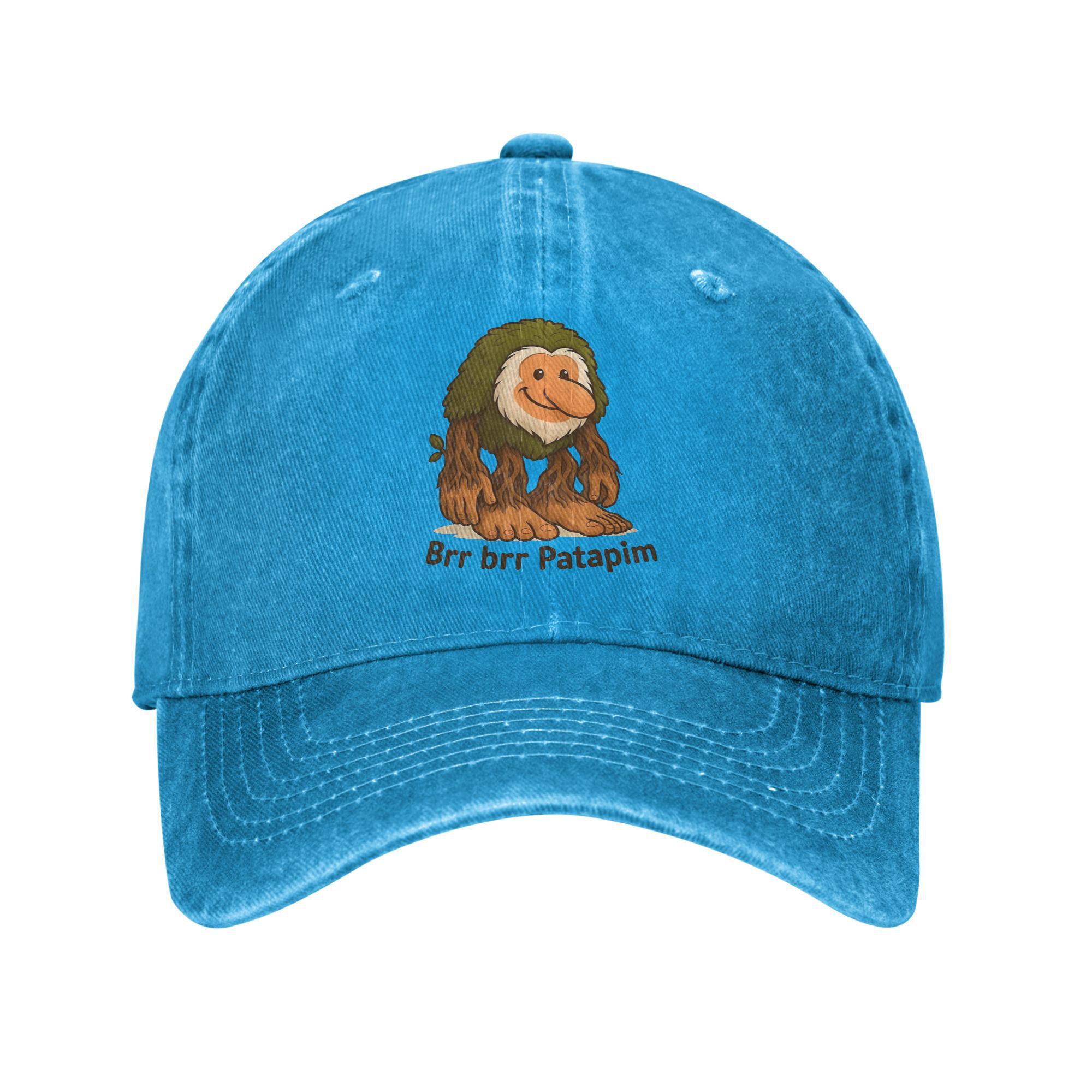 Brr Brr Patapim Meme Baseball Caps Distressed Denim Gewassen Italiaanse Brainrot Memes Snapback Hoed Unisex Caps Hoed: Blauw