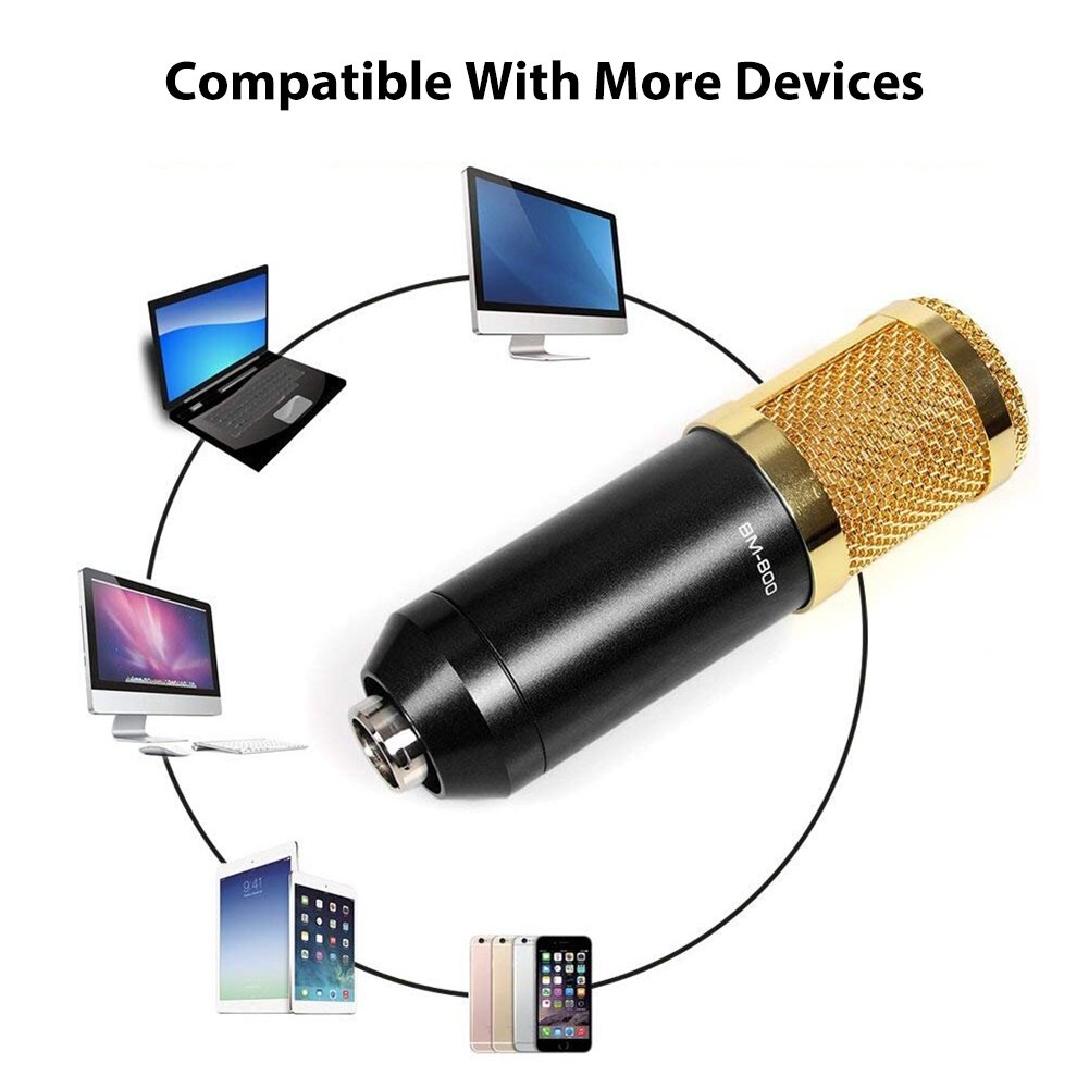 BM800 Condenser Microphone kit Studio Broadcasting Singing Microphone Podcast Recording Mic Karaoke Microphone for Computer