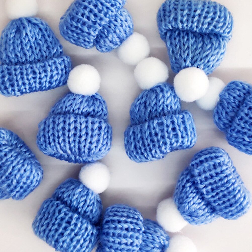 10PCS Knitted Small Christmas Hat Santa Claus Christmas Hats Headdress Party Favors DIY Accessories (Red)