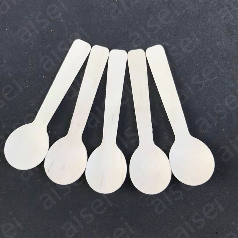 Cuchara de madera desechable, minicuchara de helado, cuchara de postre de madera, accesorios de vajilla de cocina para de boda occidental, 20 Uds.