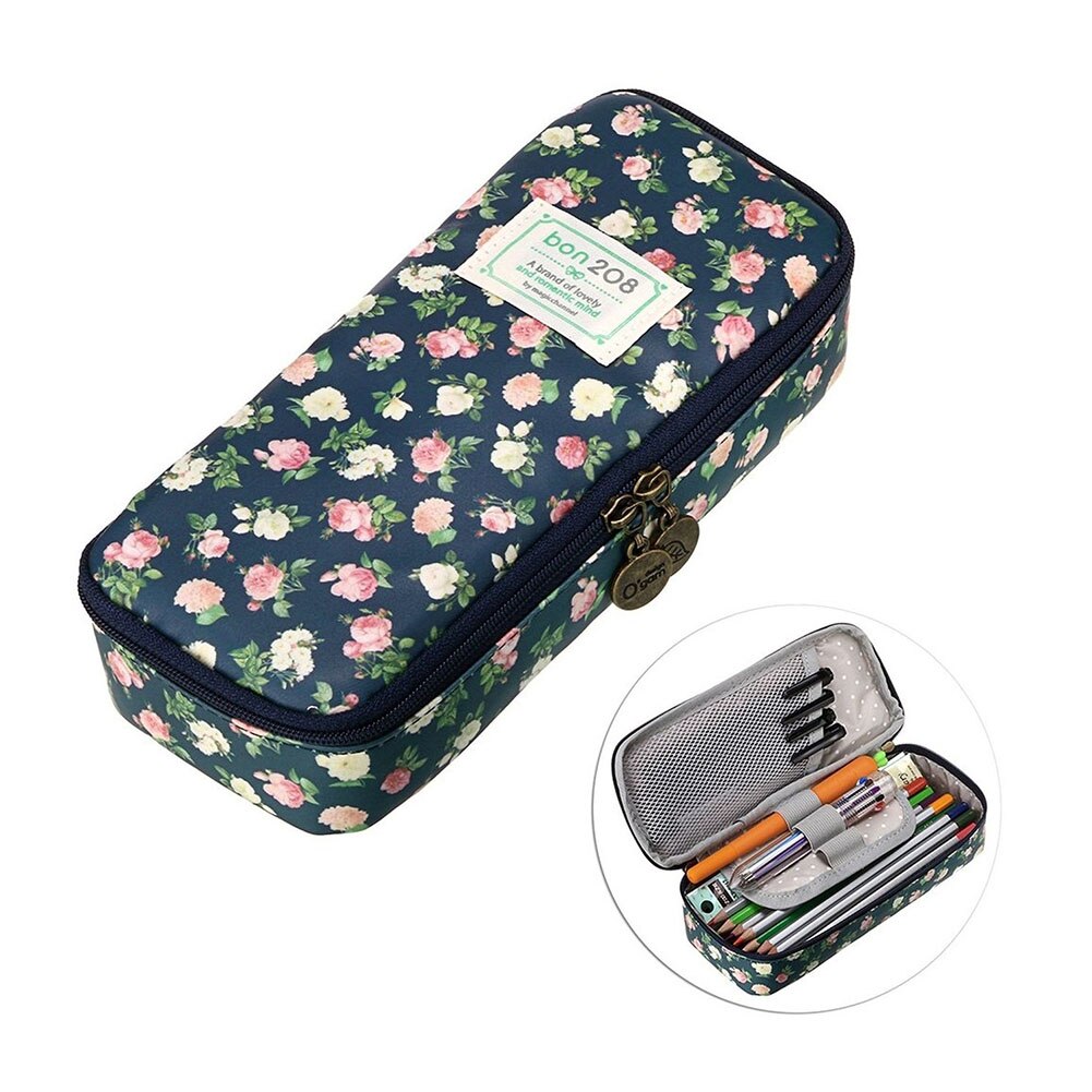 Nette Bleistift fallen Große Kapazität Blumen- Bleistift Schreibwaren Veranstalter Multifunktions Kosmetik Tasche DQ