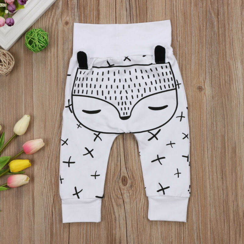 0-2T Kids Pasgeboren Baby Jongens Meisjes Lange Harembroek Broek Leggings Vos Bodems leuke vos oor unisex baby broek natuurlijke katoen