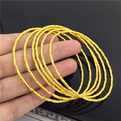 Lote de 10 unidades de pulseras de Color dorado puro para mujer, joyería nupcial, brazaletes redondos, pulsera de mujer, accesorios: jiejiegao