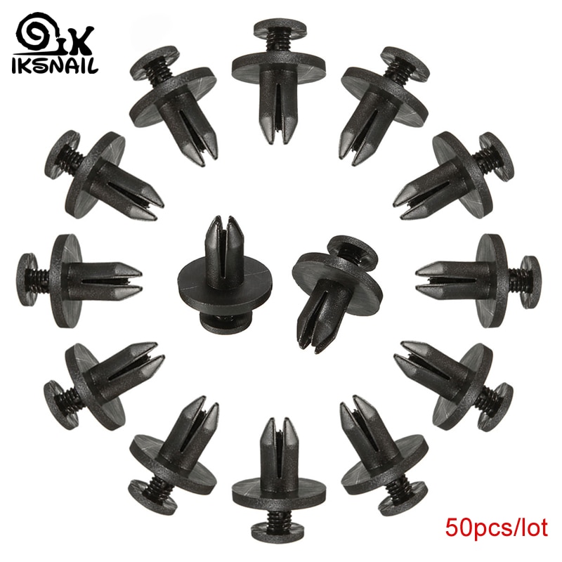 Iksnail auto støtfanger feste 6mm 8mm hulls nagleholder skyve motordeksel bildør trim panel klips fester for toyota 50 stk