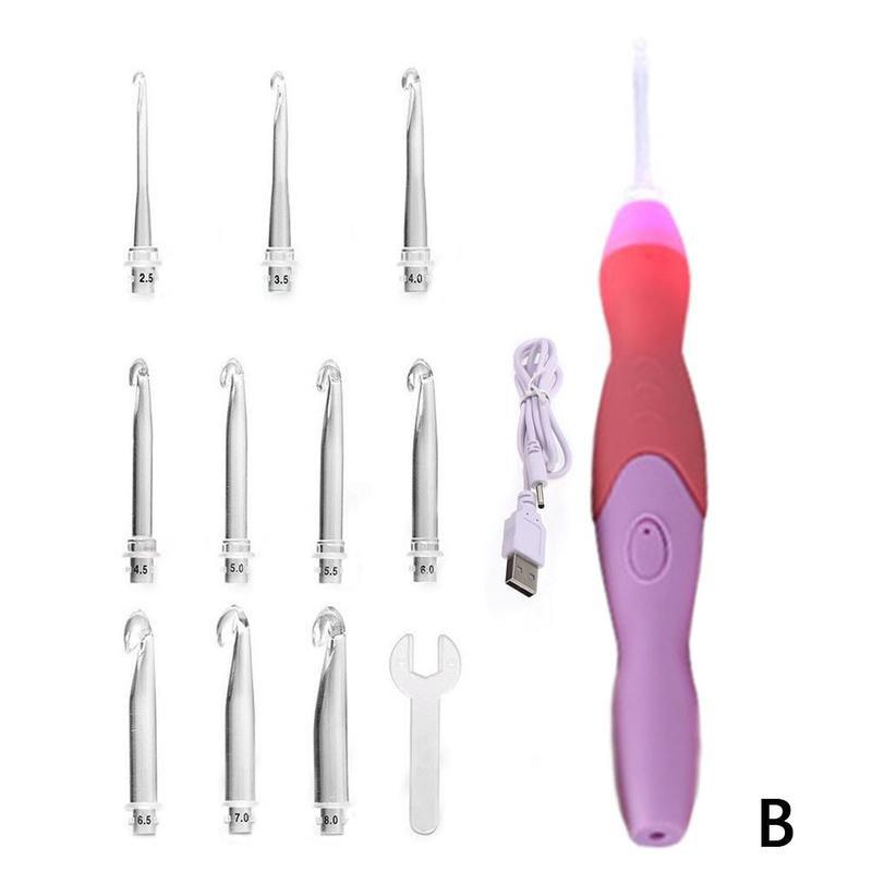 1 Set Lighted Crochet Hooks Set - Light Up Crochet Hooks, Rechargeable Crochet Hook with Light: B