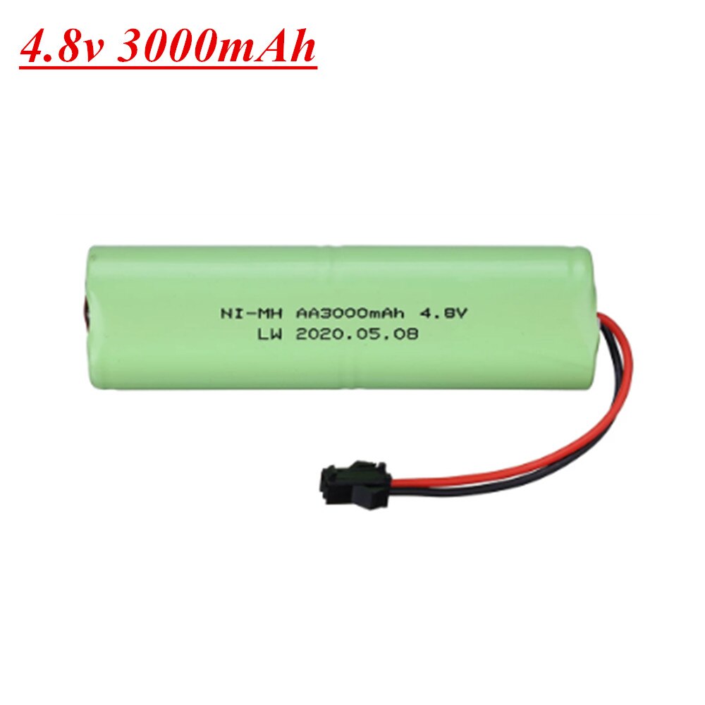 4.8v 3000 mah nimh batteri og lader for rc leker biler båter kanoner tanker ni-mh  aa 4.8v oppladbart batteripakke 1 stk  to 2 stk: Gull