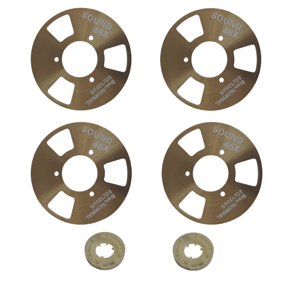 DIY zelfgemaakte muziek maken Open Reel Cassette Tape Kit Audio-opnamecassette voor TEAC (pak van 4 rollen + 2 wielen): green