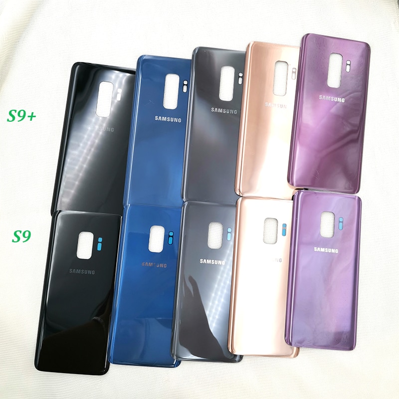 Samsung Galaxy S9 Plus 3D cubierta de batería trasera de cristal Samsung s9plus cubierta de la puerta de reemplazo de la cáscara trasera y etiqueta adhesiva