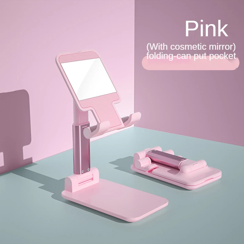 Tragbare Desktop Klapp Heben Halterung Handy Stehen Desktop Halter Tisch Schreibtisch Halterung für Telefon Tablet Tragbare: Rosa