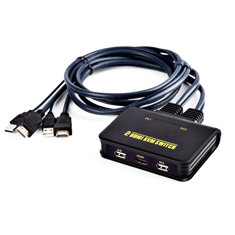 Hdmi Kvm Switch 2 In 1 Out Usb Auto Hdmi Computer Schakelaar 2 Computers Gedeeld Toetsenbord Muis Display Gratis 2 kabels Ondersteunen 1080P