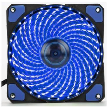 15 lysdioder  or 33 led pc-computer 5 farve 16db ultra lydløs game case ventilator heatsink køler kølegummi 12cm blæser 12v molex 4 pin 3p: 33 lysdioder blå