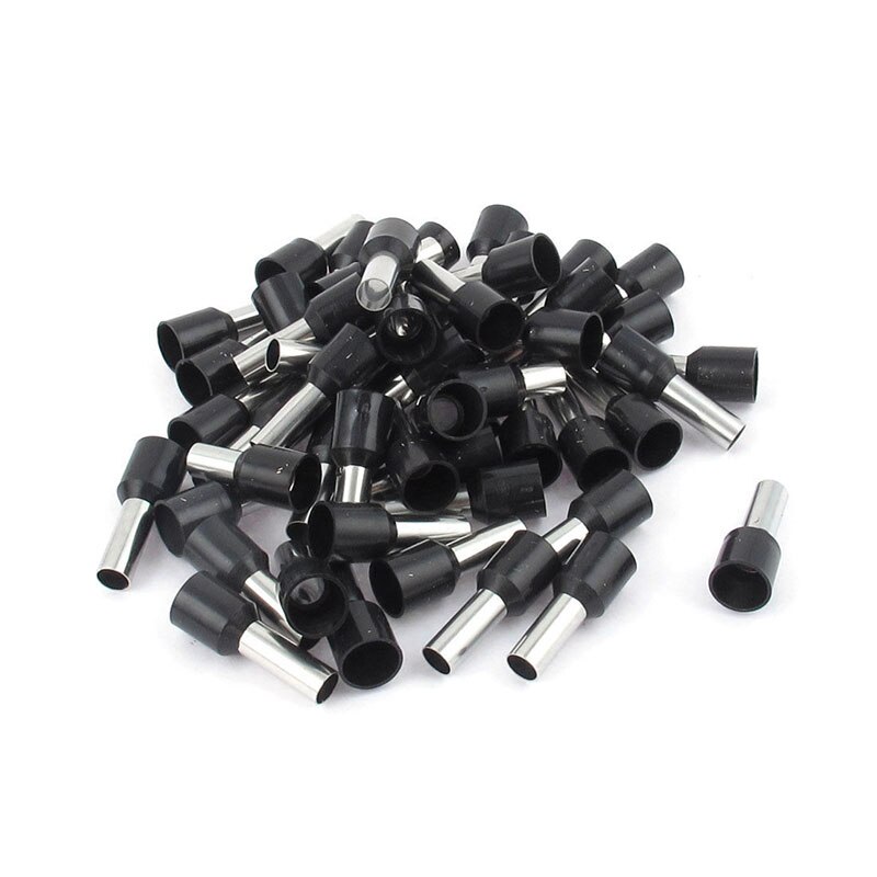 50 st  e16-18 elektrisk krimpning rörformig förisolerande kopplingsplint ledningskontakt kabel sladdändhylsa  ev16-18 awg 5 18.0mm: Svart