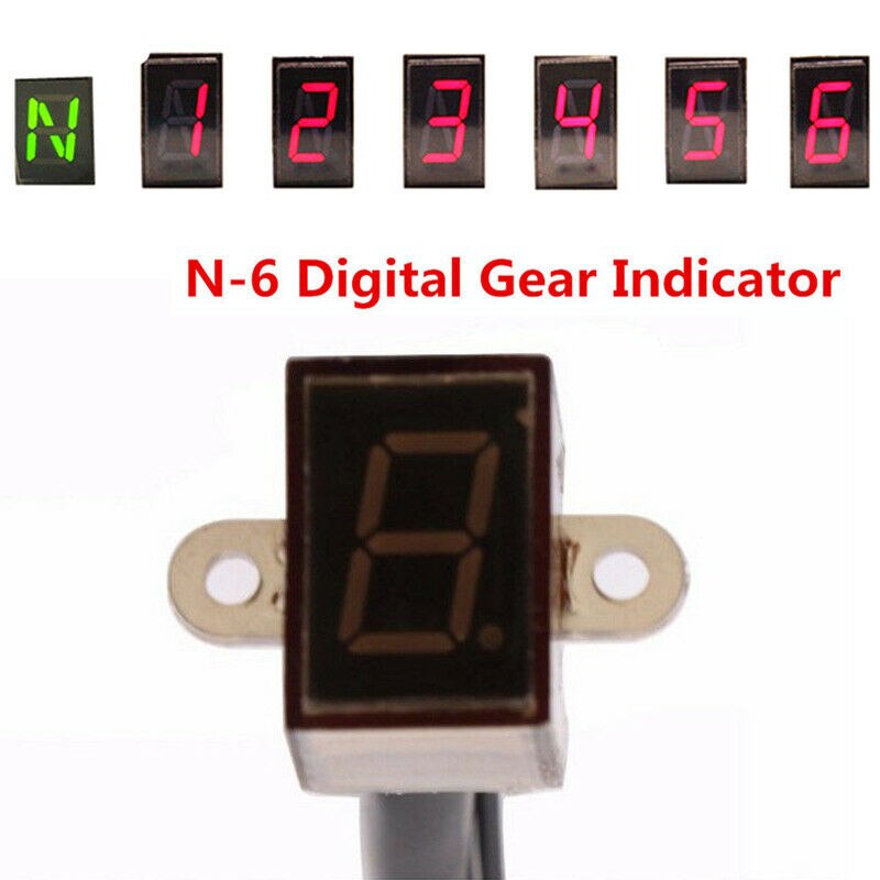 Green Led Universal N-6 Digital Gear Indicator Motorcycle Display Shift Lever Sensor Motorbike Accessories