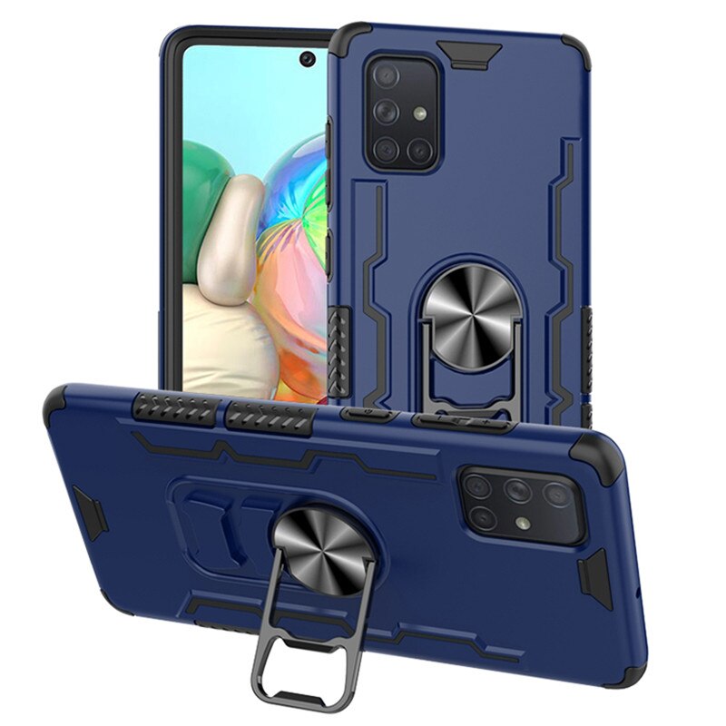 For Samsung Galaxy A51 A71 Case Car Magnetic Ring Shockproof Armor Case for Galaxy A51 A71 Stand Holder Phone Cases: For A71 / Bule