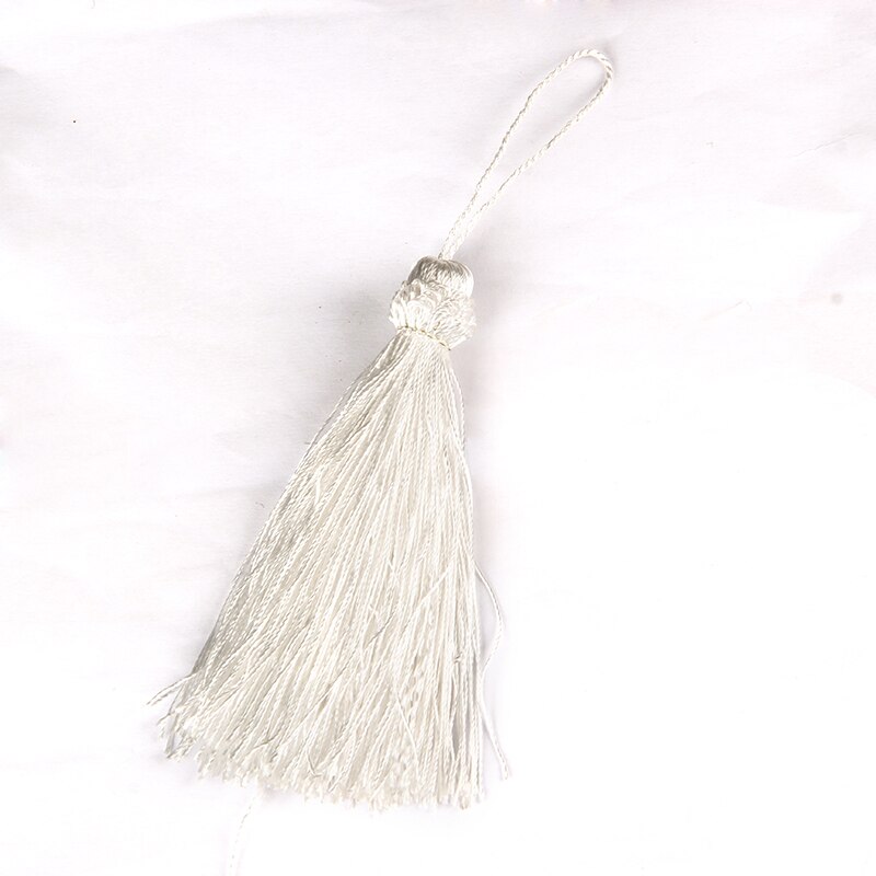 2Pcs Hanging rope Silk Tassels fringe sewing bang tassel trim key tassels for DIY Embellish curtain access: OFF White