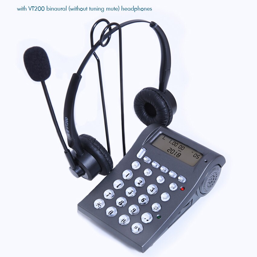 VT400 Draadgebonden Telefoon Met Mono/Binaural Headset &amp; Toetsenblok Voor Huis Call Center Office-Noise Cancellation Microfoon