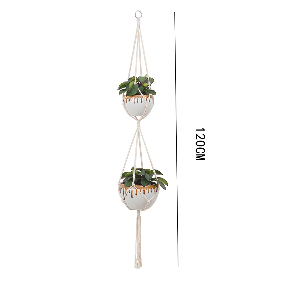 Macrame planteophæng kurve urtepotteholder balkon vægophæng plantekasse indretning knyttet løftereb hjem havetilbehør: -en