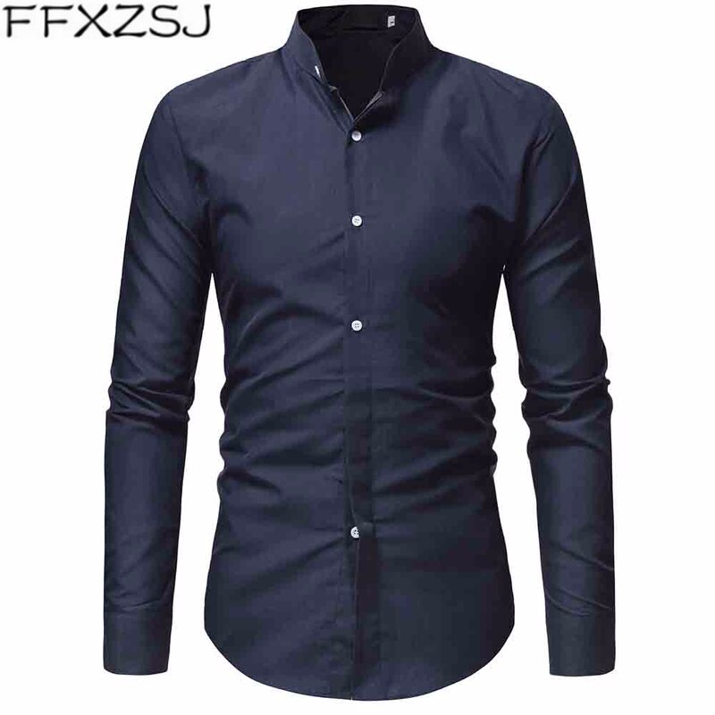 Ffxzsj merkki miesten paita merkki miesten pitkähihaiset paidat rennot kiinteät moninappulaiset värit slim fit mekkopaidat miesten havaijilaiset