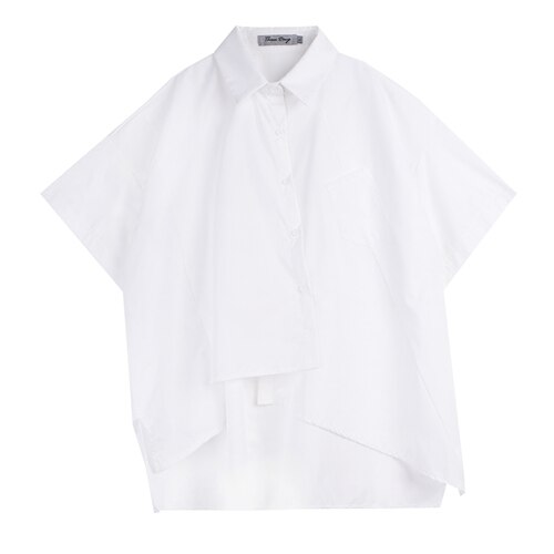 Men Short Sleeve Oversize Irregular Loose Casual White Black Shirt Male Japan Streetwear Hip Hop Party Dress Shirts Couple Shirt: C1719 / XL