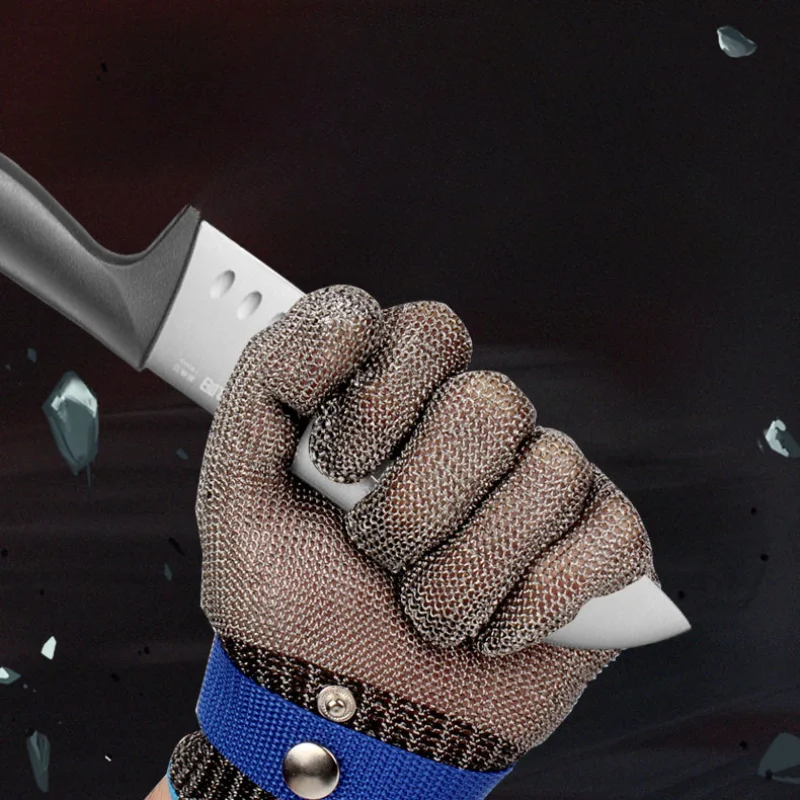 Guantes de acero inoxidable anticorte, protectores de mano resistentes al corte, malla de carne de Metal, a prueba de puñaladas, cuchillo de alambre de carnicero