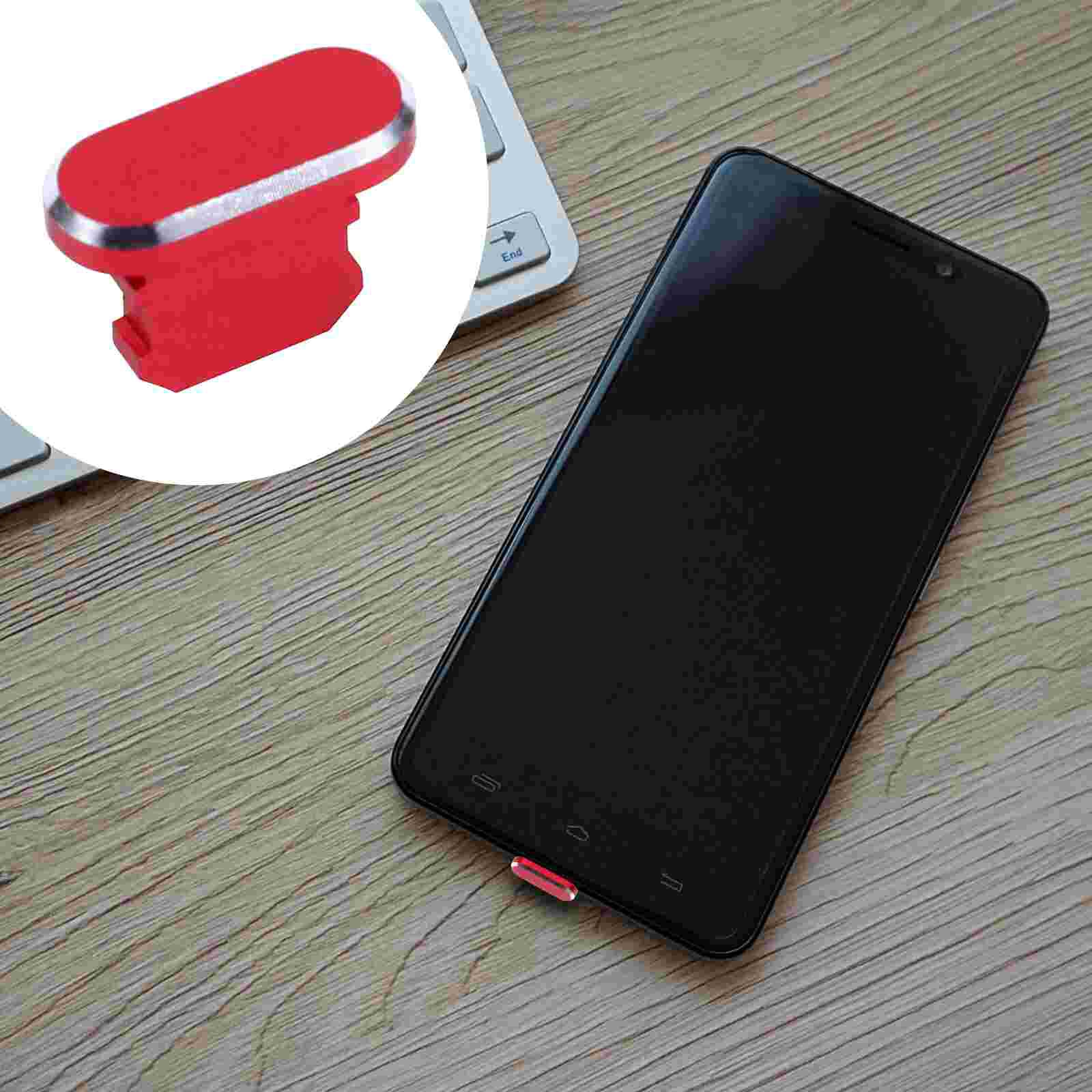 1 set of 5 charging port dust plug stoppers compatible with iphone xs max: Red