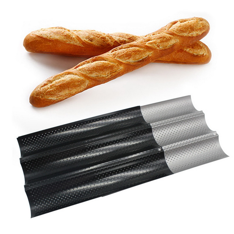 French Bread Mold For Baking Bread Wave Baking Tray Practical Cake Pan Baguette Mold 2/3/4 Groove Waves Bread Baking Tool