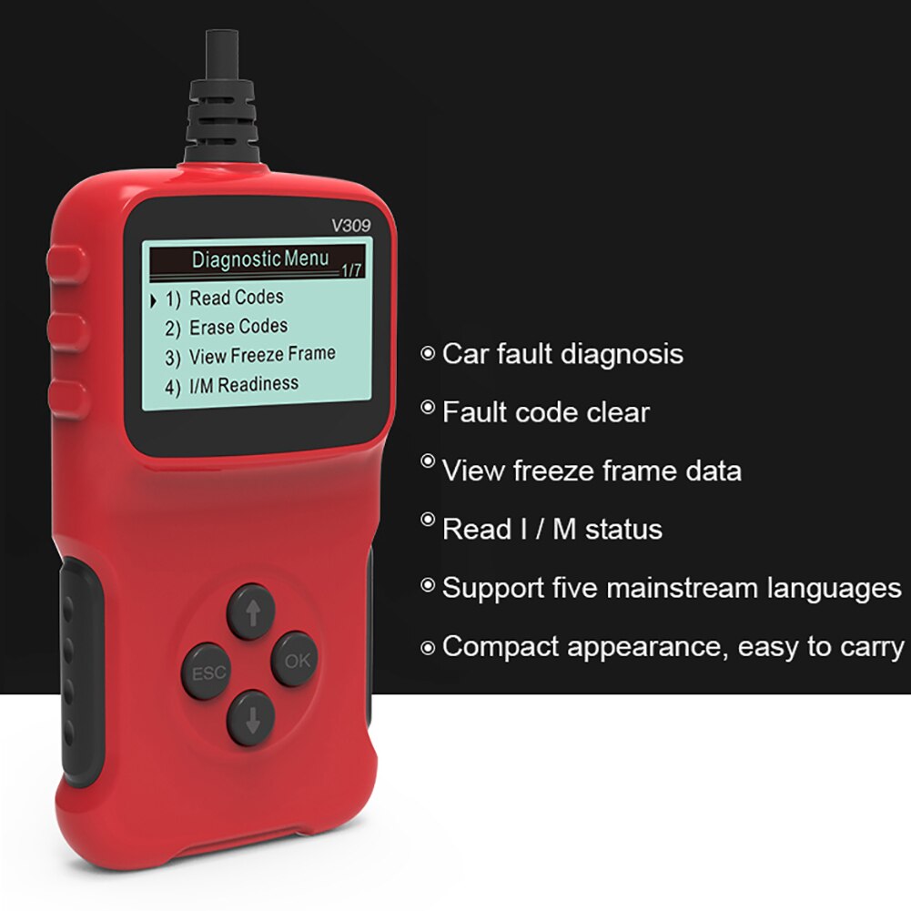 Universal OBDII Diagnostic Tool Scanner Code Reader Car Code Scan for All 1996 and Newer OBDII Compliant Vehicles V309