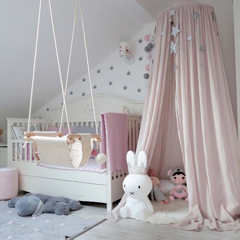 KAMIMI Baby Bed Curtain Children Room Decoration Crib Netting Baby Tent Washed Cotton Cloth Hung Dome Baby Mosquito Net Photogra