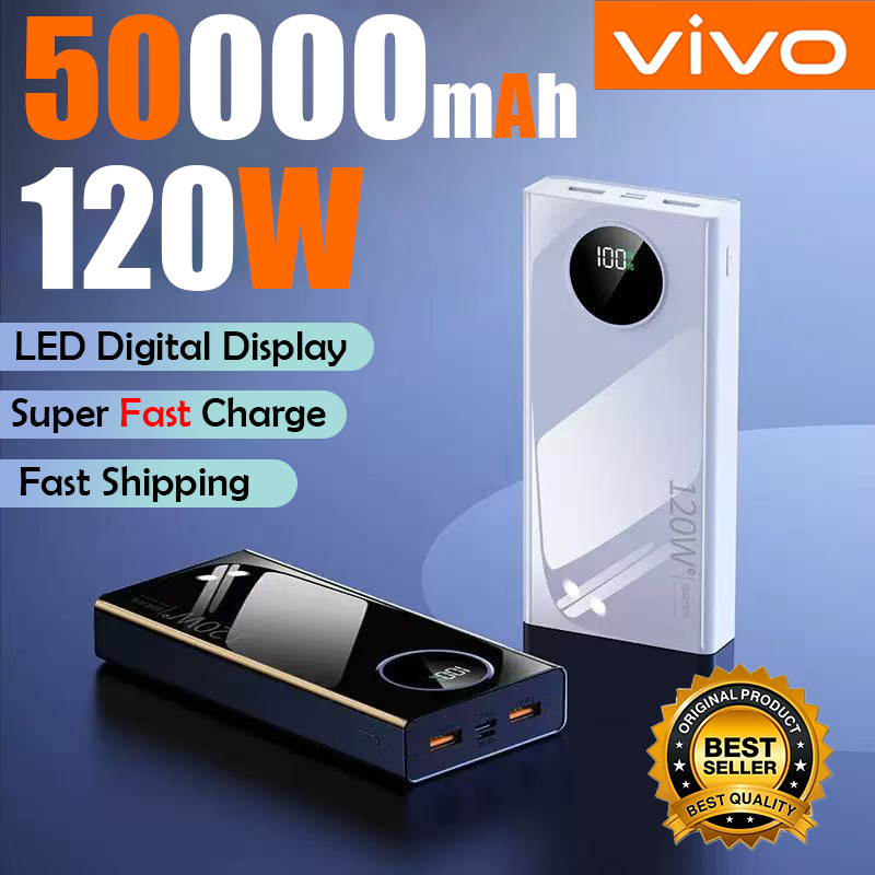VIVO 120W Fast Charging 50000mAh CCC Certification High Capacity Power Bank Portable External Battery Charger For iPhone Xiaomi