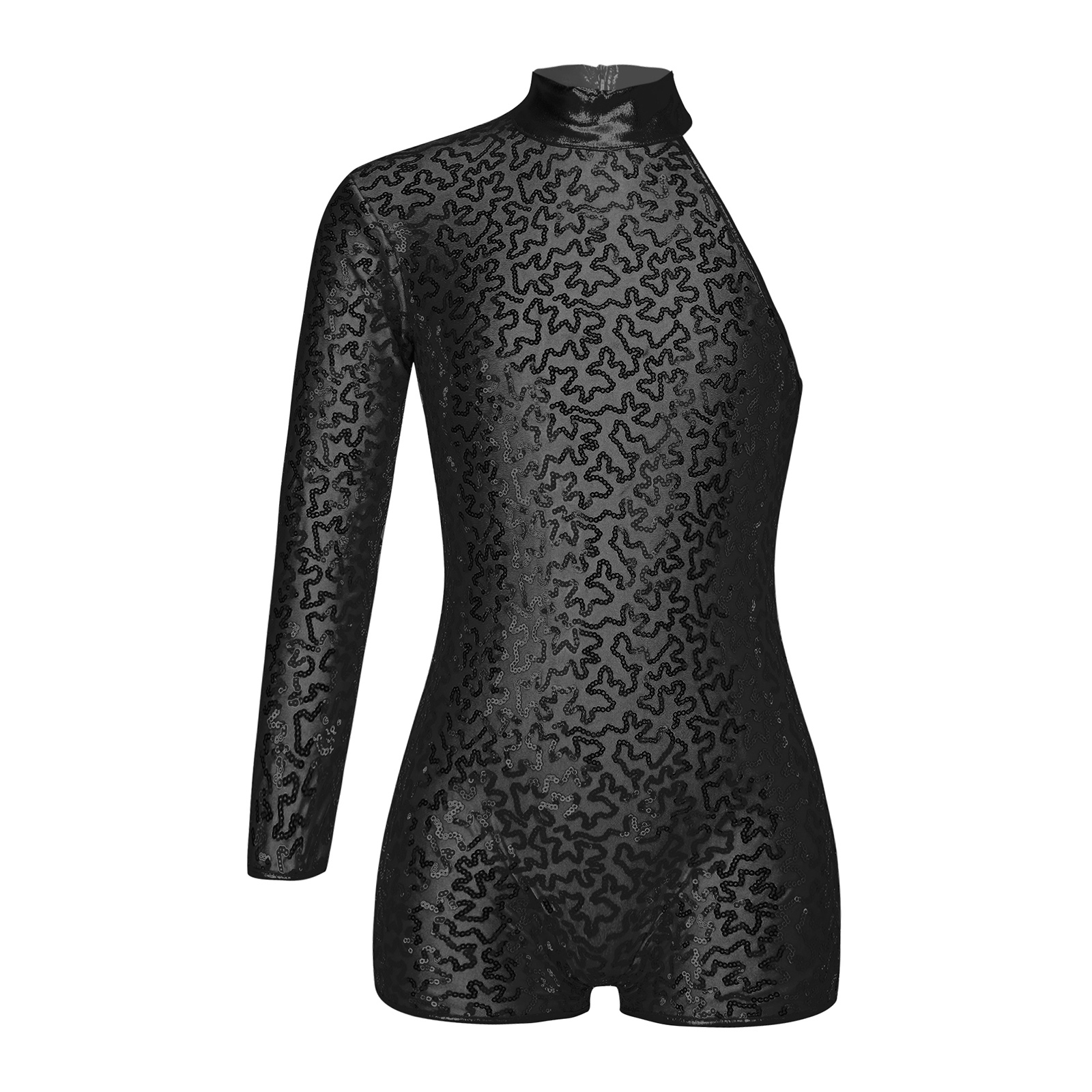 Kinder meisjes balletdans leotard lange mouw glanzende pailletten bodysuit ballerina kostuum voor moderne jazz dans podium performance: XL / Black