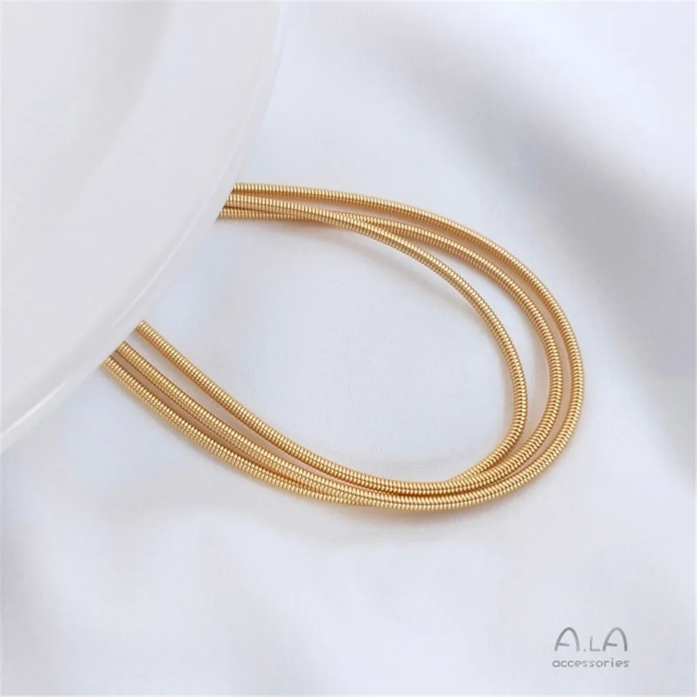 14K Gold Plating Real gold and silver soft spring sleeve DIY winding memory steel ring bracelet collar wire protection tube: Light Yellow Gold Color