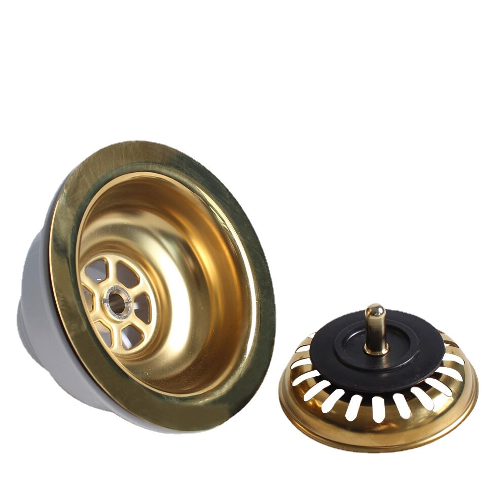 Gold Küche Waschbecken Abtropffläche Perle Schüssel Körper Kanalisation Gold-überzogene Feste Pvd-beenden Badezimmer Zubehör einstellen 114mm Edelstahl stahl