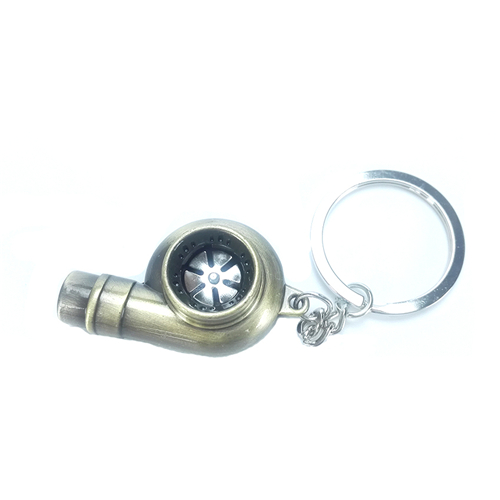 Turbo Keychain Car Whistle Sound Keychain Car Key Chain Keyring Car Sleeve Bearing Spinning Model Turbine Turbocharger: Gray