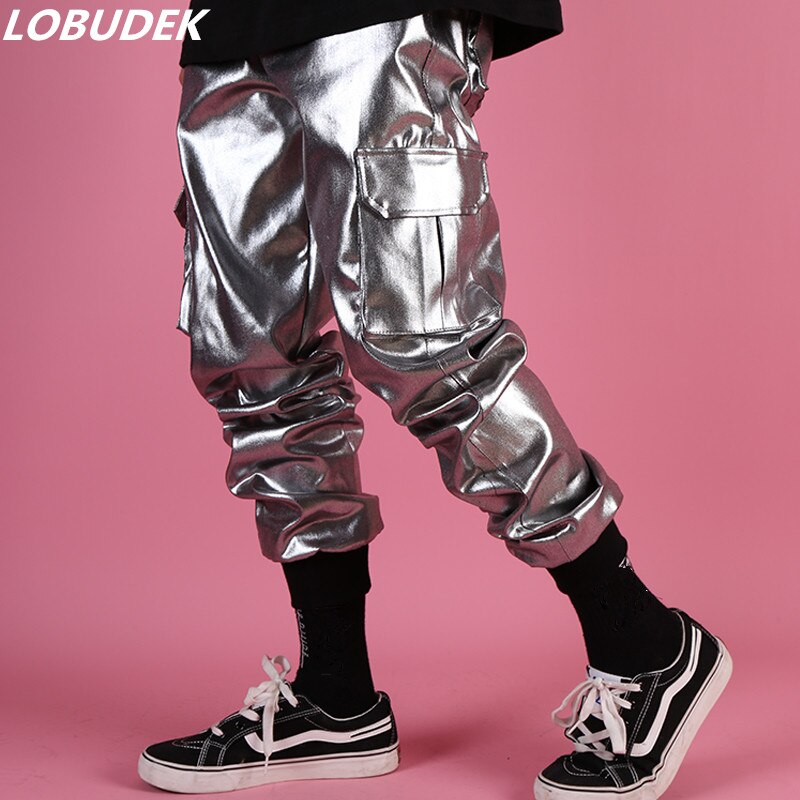 Marée hommes chanteur argent sarouel pantalons longs danseur HIP HOP Rock danse Performance Costume discothèque spectacle scène crayon pantalon