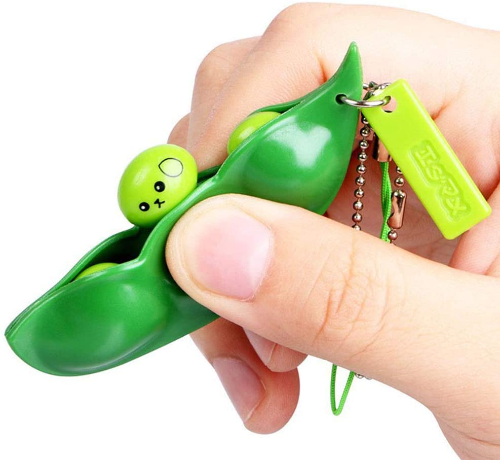 ZK20 Fidget Toys Pop It Infinite Squeeze Peas Beans Toy Decompression Edamame Toys Keychain Cute Adult Toy Figet Stress Toy