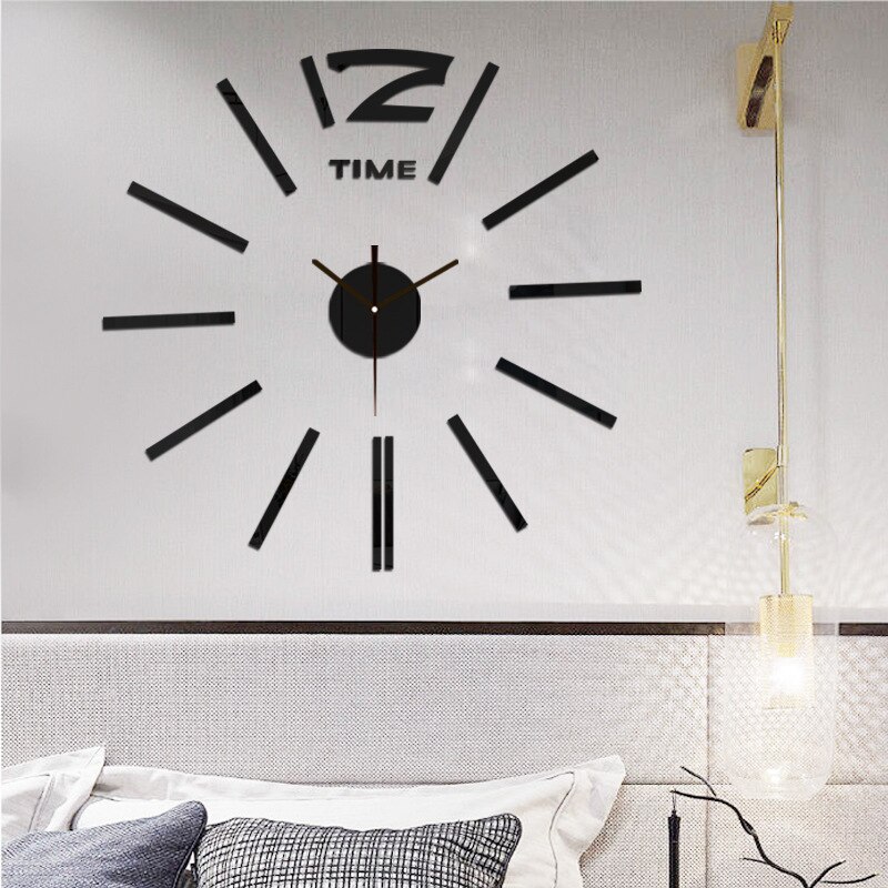Modern Mini DIY Wall-Clock Sticker Mute Digital 3D Wall Clock Living Room Home Office Decor Christmas: Small black